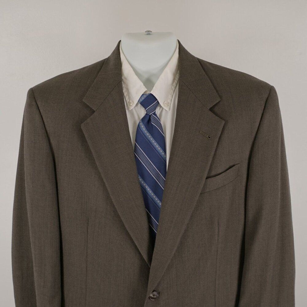 Hart Schaffner Marx Textured Wool Brown Black Honeycomb 2 Button Blazer 40L